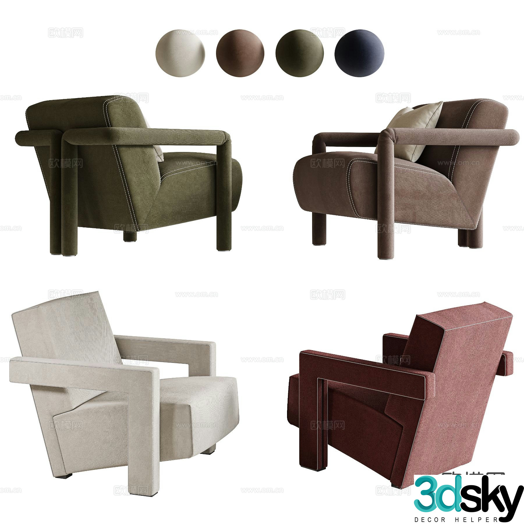 Modern chair sofa chair leisure chair 3d model