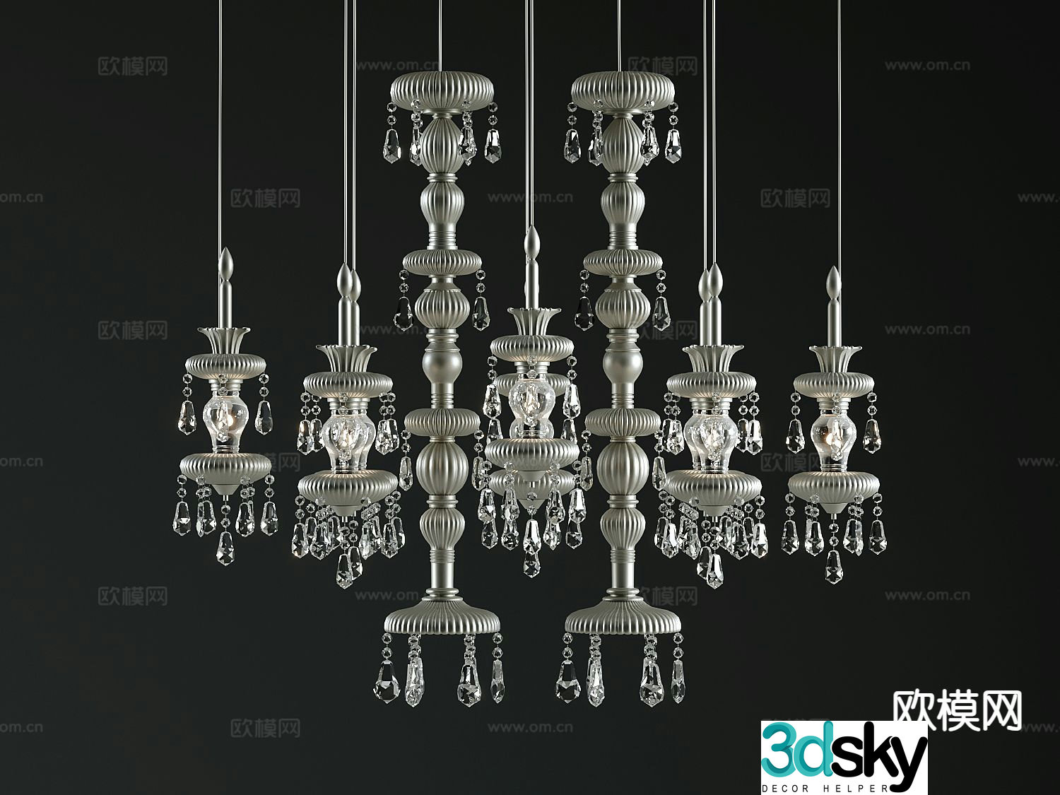 European crystal chandelier 3d model