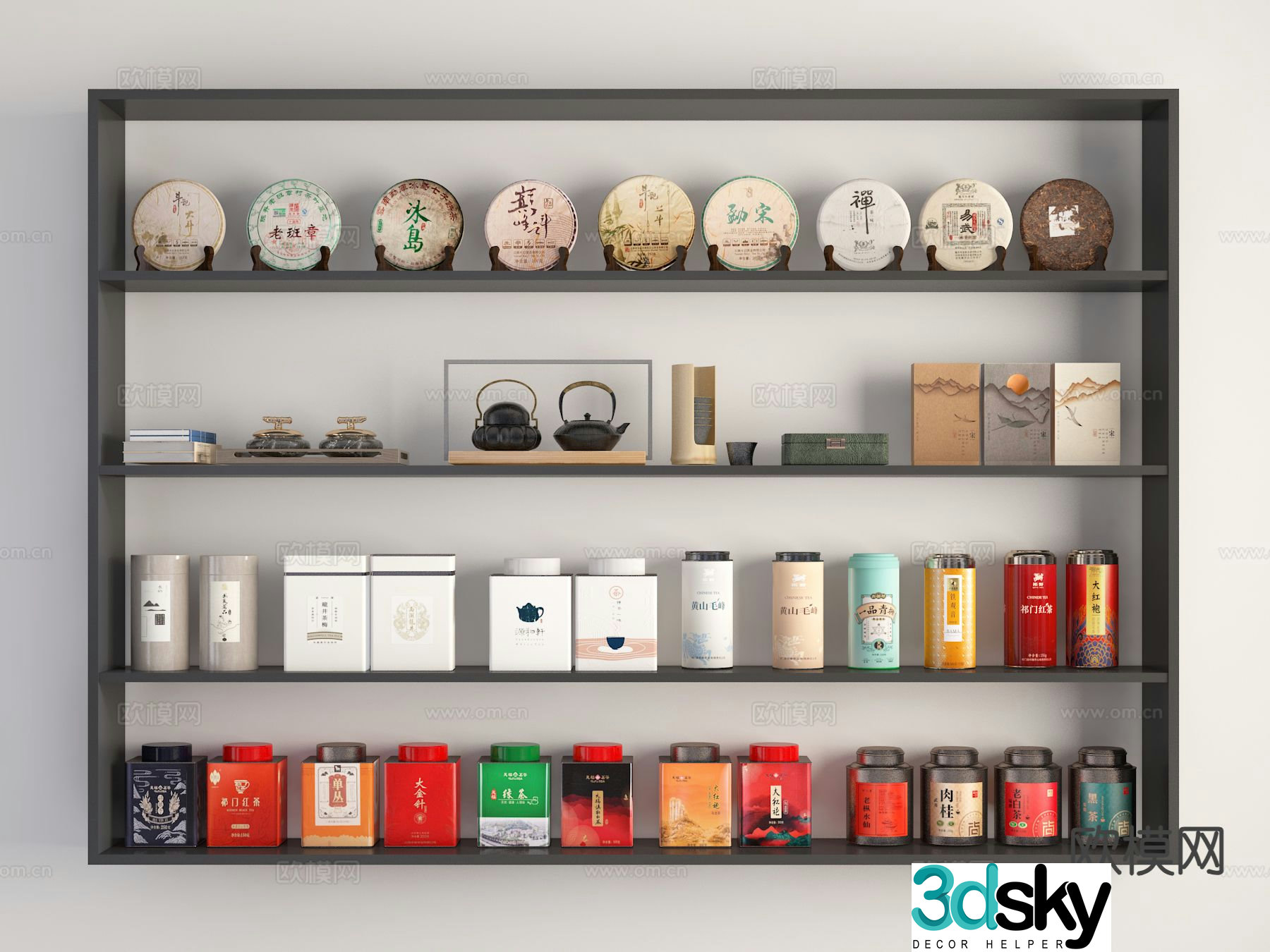 Chinese tea tea cake tea cabinet 3d model