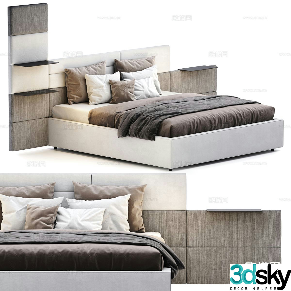 Modern double bed 3d model