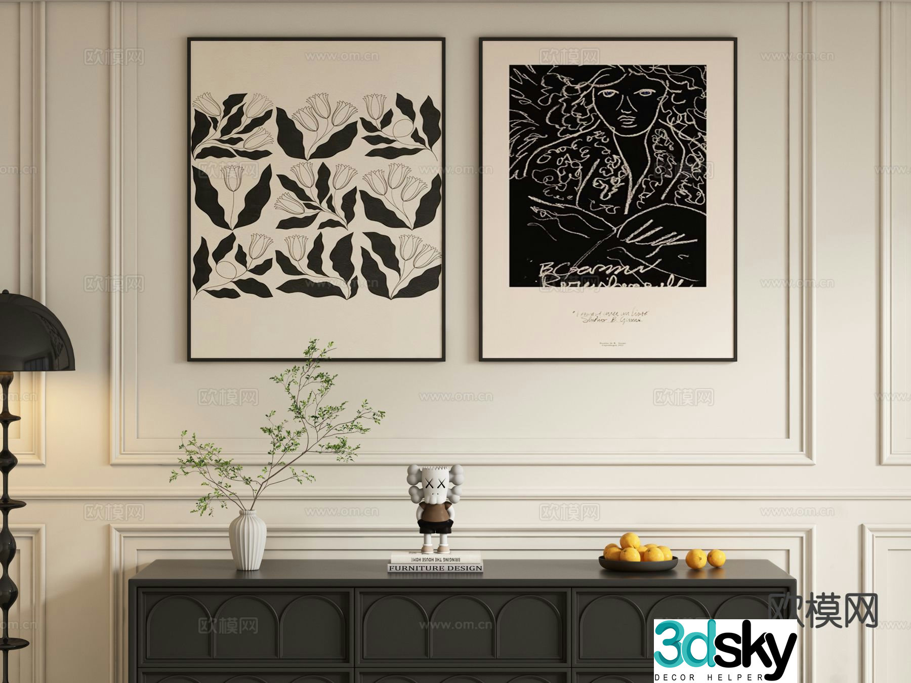 Modern decorative painting hanging painting 3d model