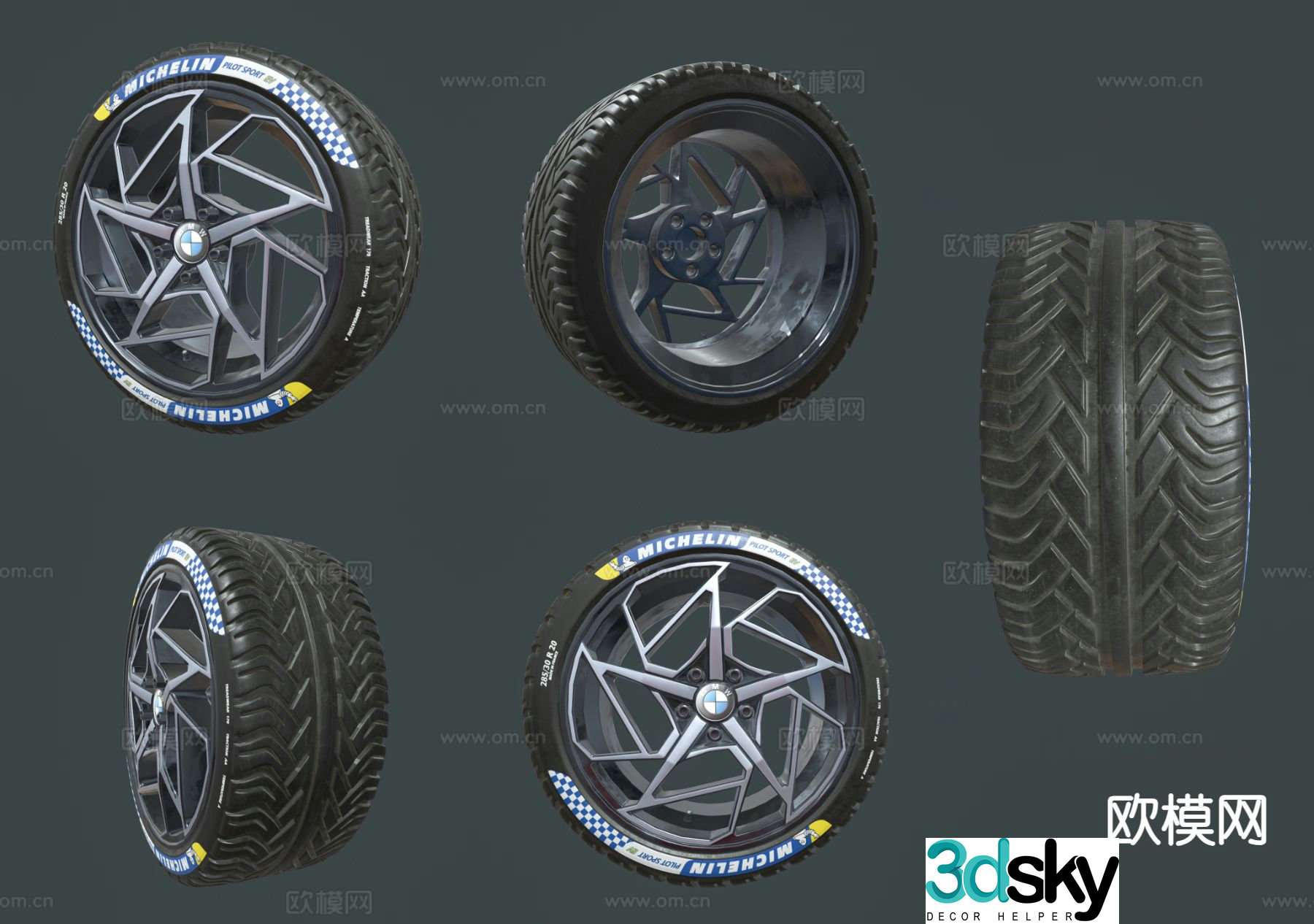 BMW car wheel Michelin tire 3d model