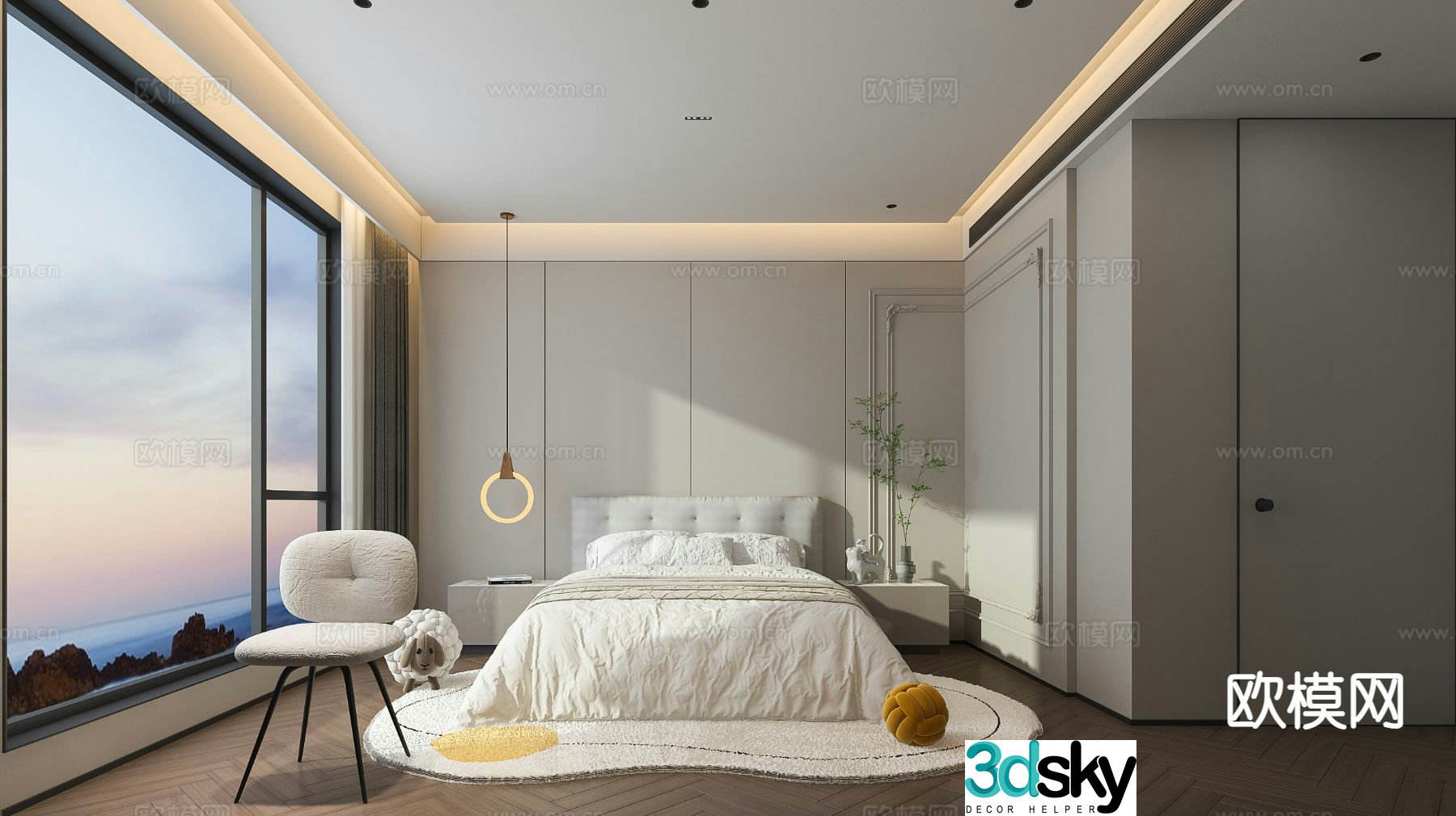 Modern bedroom second bedroom girls room 3d model