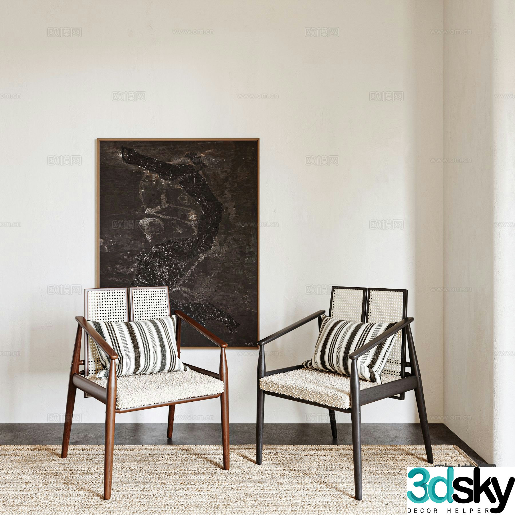 Wabi-sabi style leisure chair 3d model