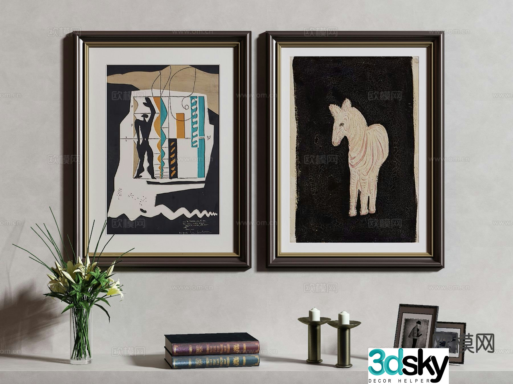 American style hanging painting decorative painting 3d model