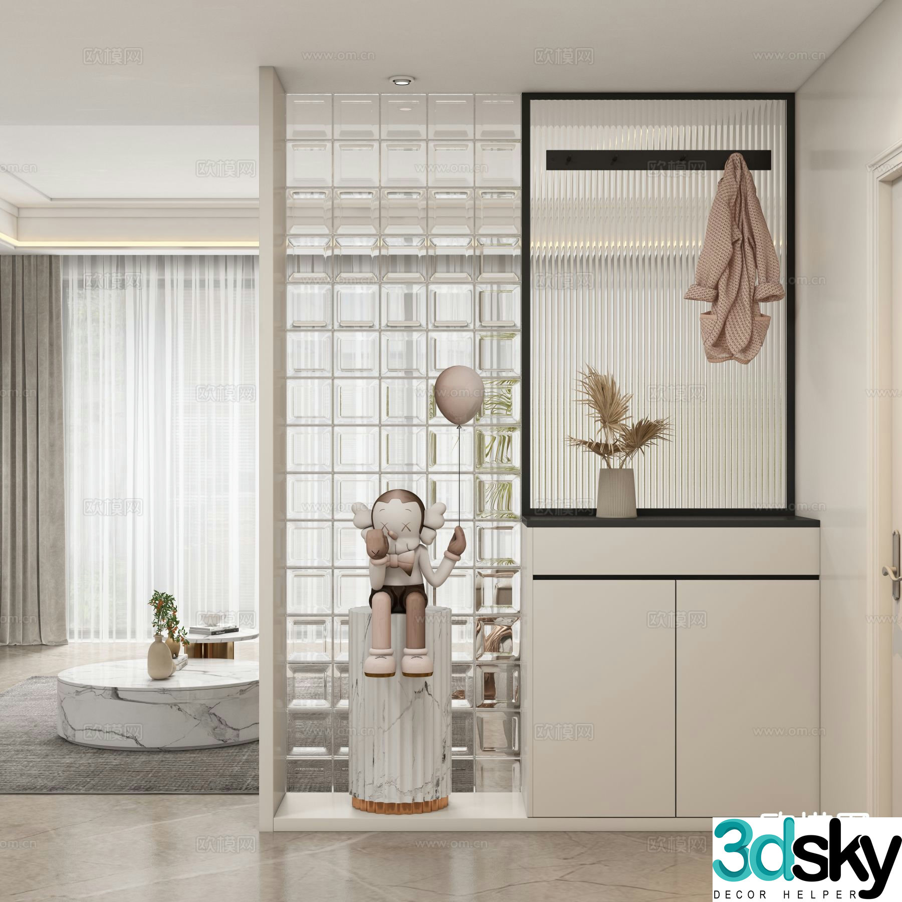 Modern entrance cabinet partition aisle 3D model