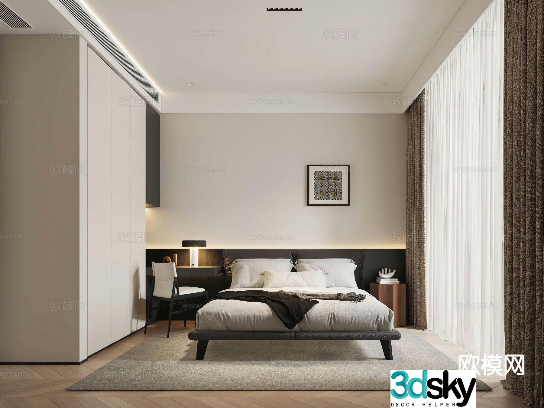 Modern bedroom master bedroom 3d model