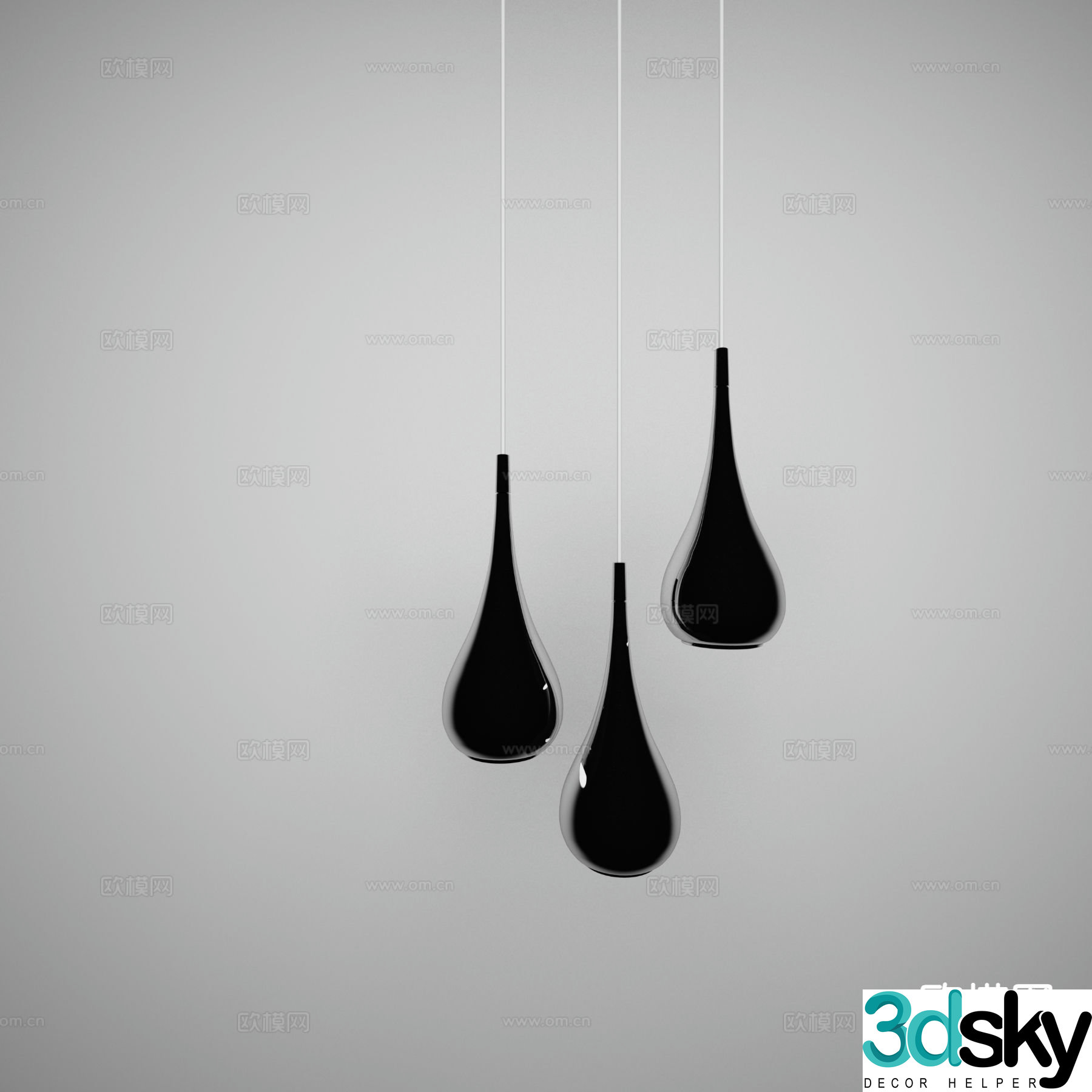 Modern water drop lamp chandelier 3d model