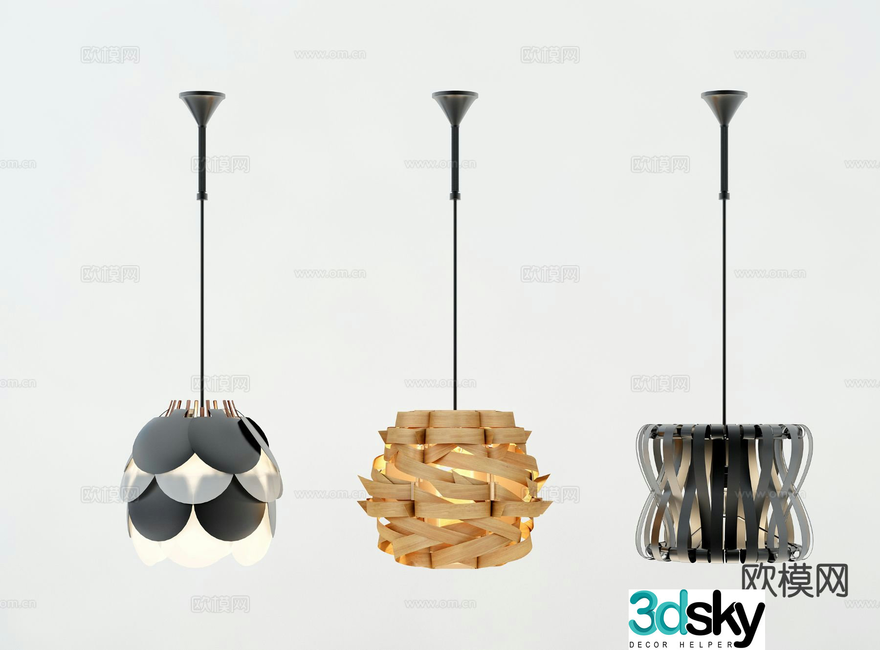 Modern metal chandelier 3d model