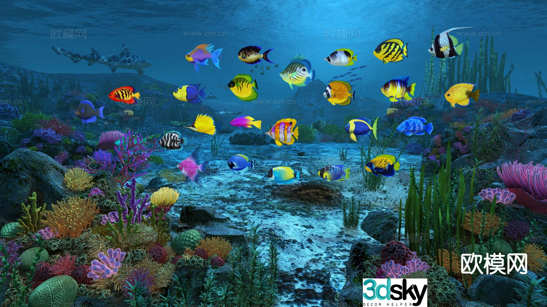 Modern underwater world landscape 3d model
