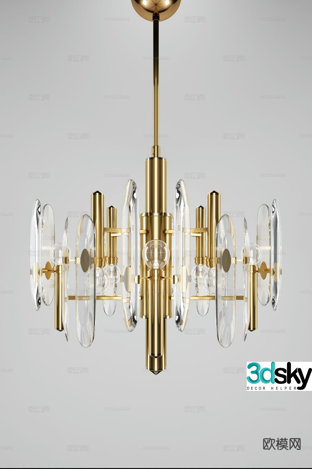 Modern metal chandelier glass chandelier 3d model