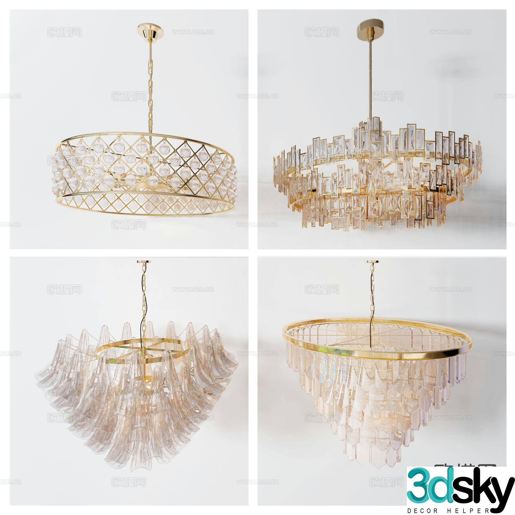 Light luxury chandelier crystal chandelier 3d model