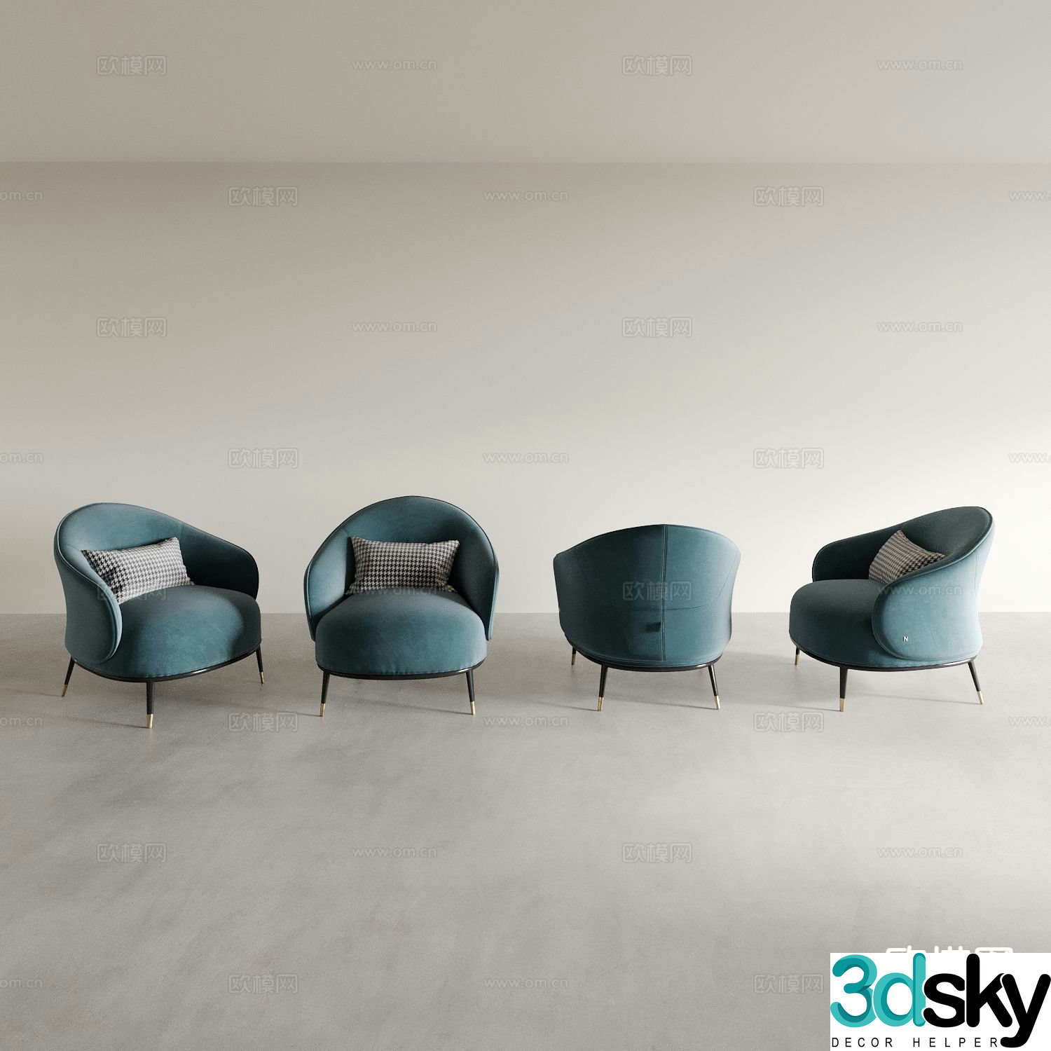 Simple European chair leisure chair 3d model