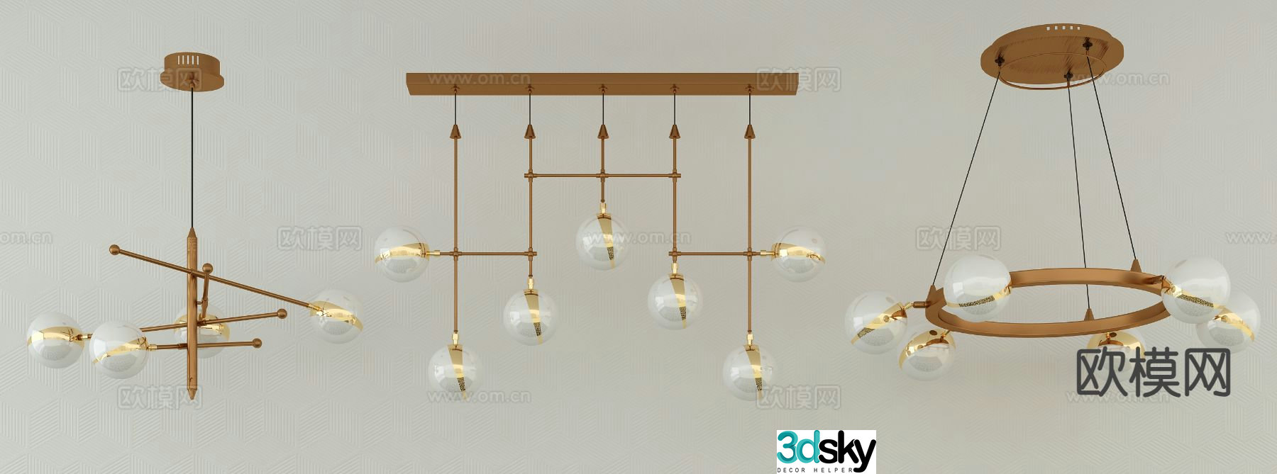 Light luxury multi-head chandelier 3D model