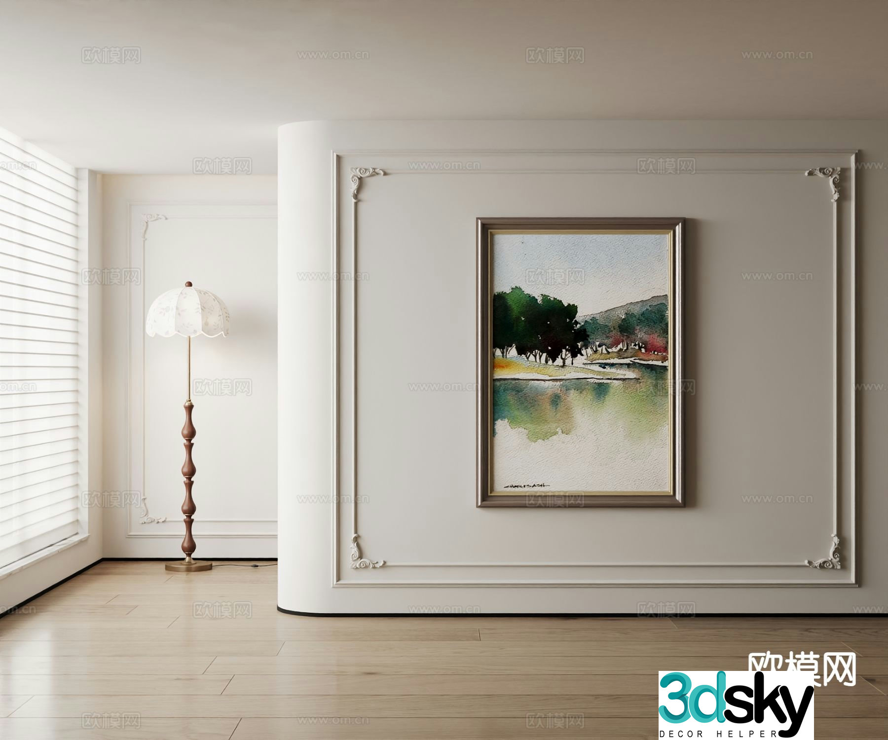 American decorative painting landscape painting watercolor painting 3d model