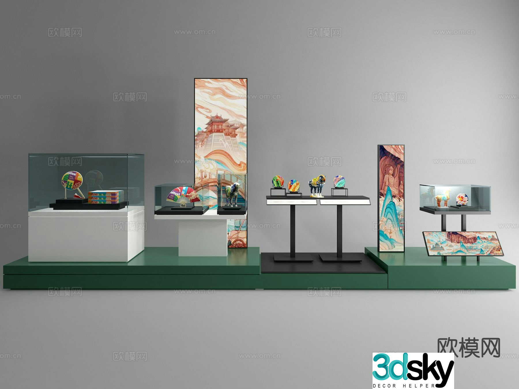 Modern cultural relic cabinet display stand 3D model