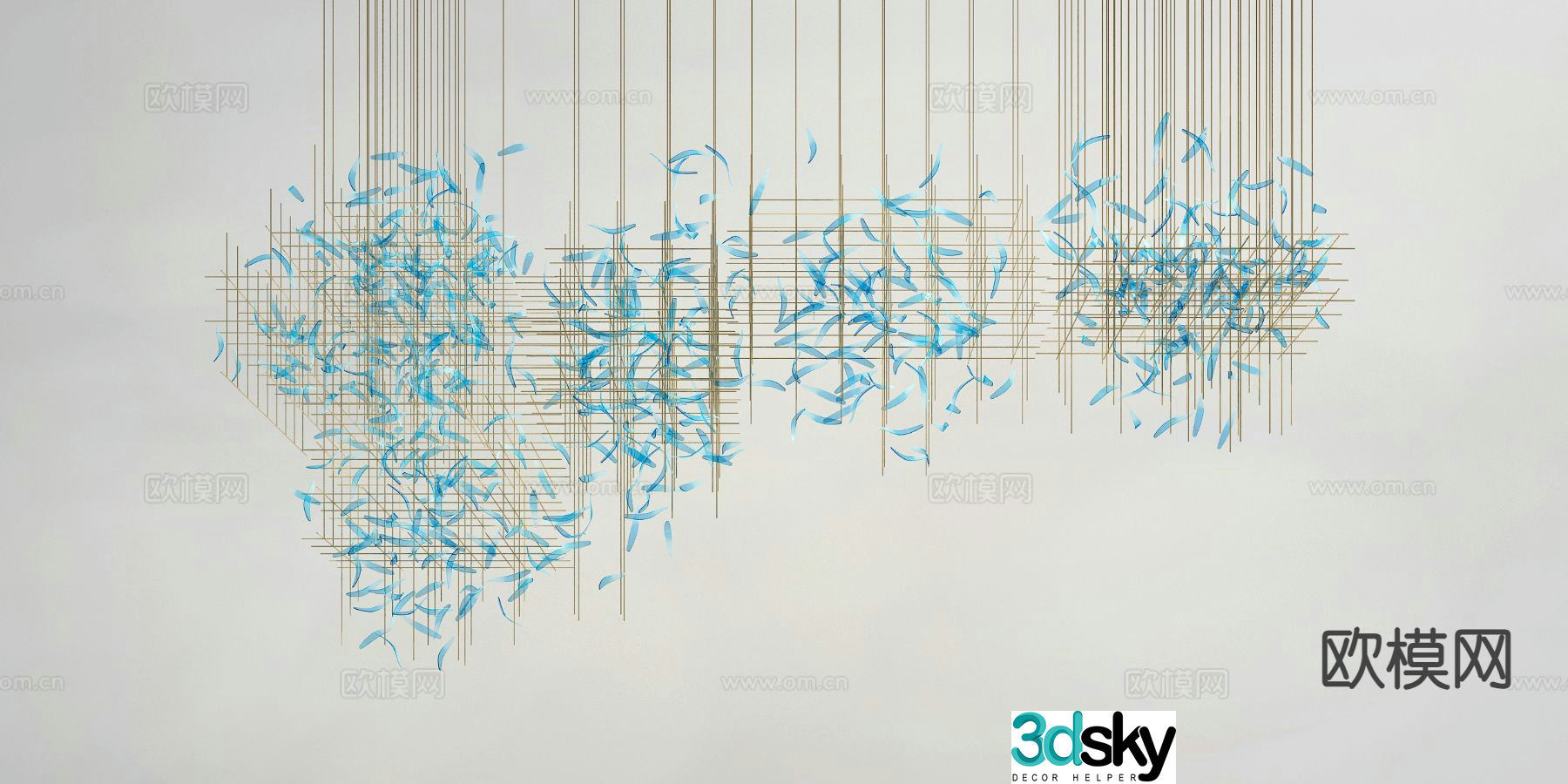 Modern feather chandelier decorative lamp 3d model