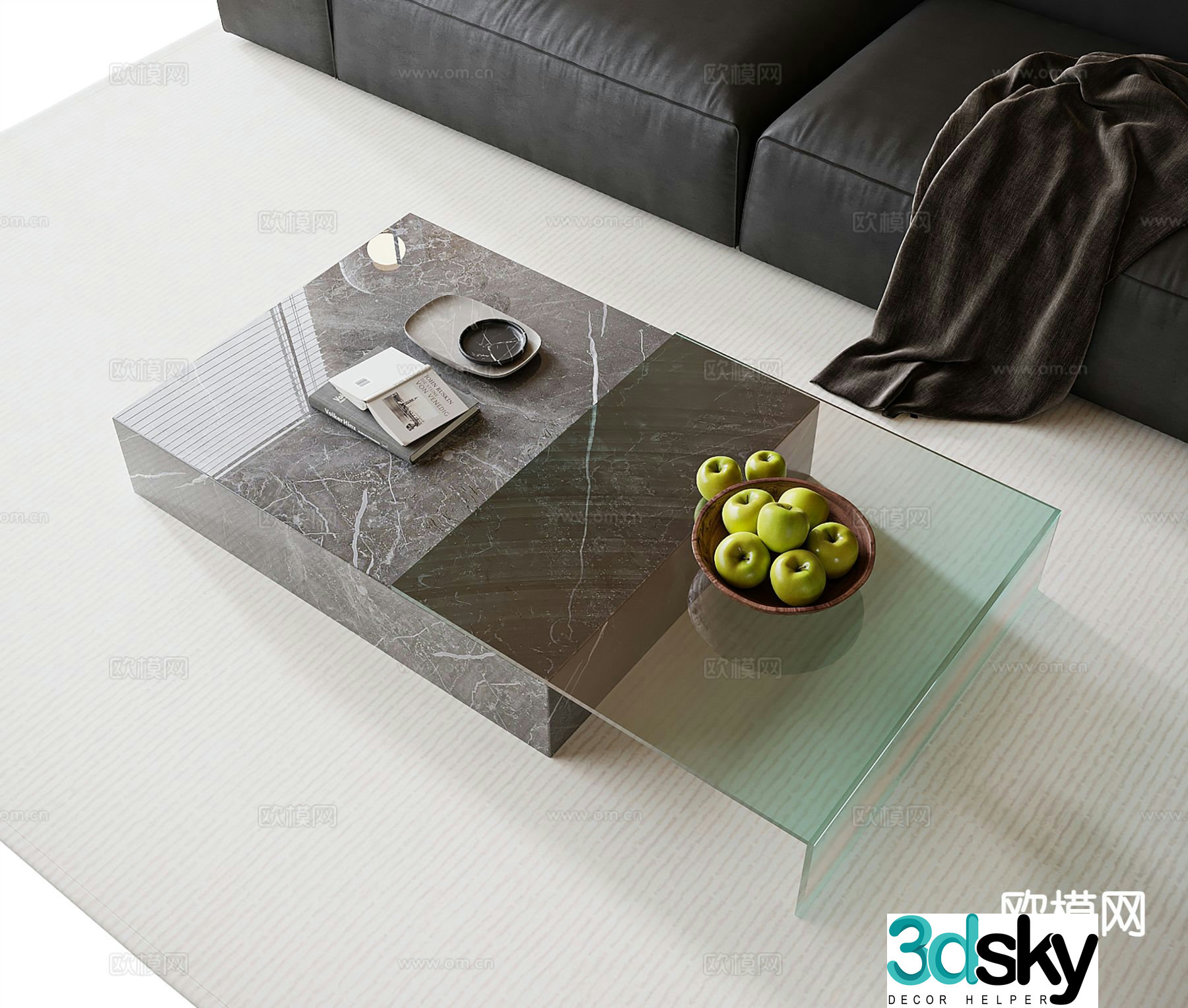 Modern double coffee table 3d model