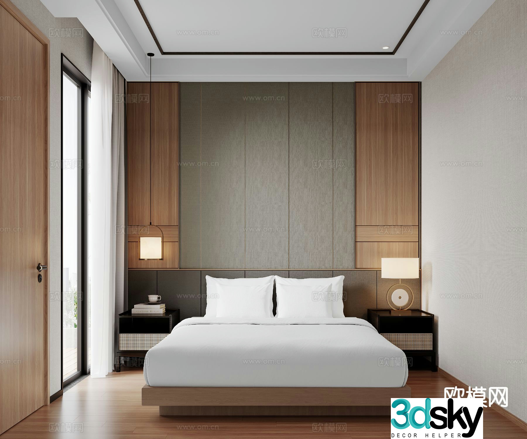 New Chinese style bedroom second bedroom 3D model