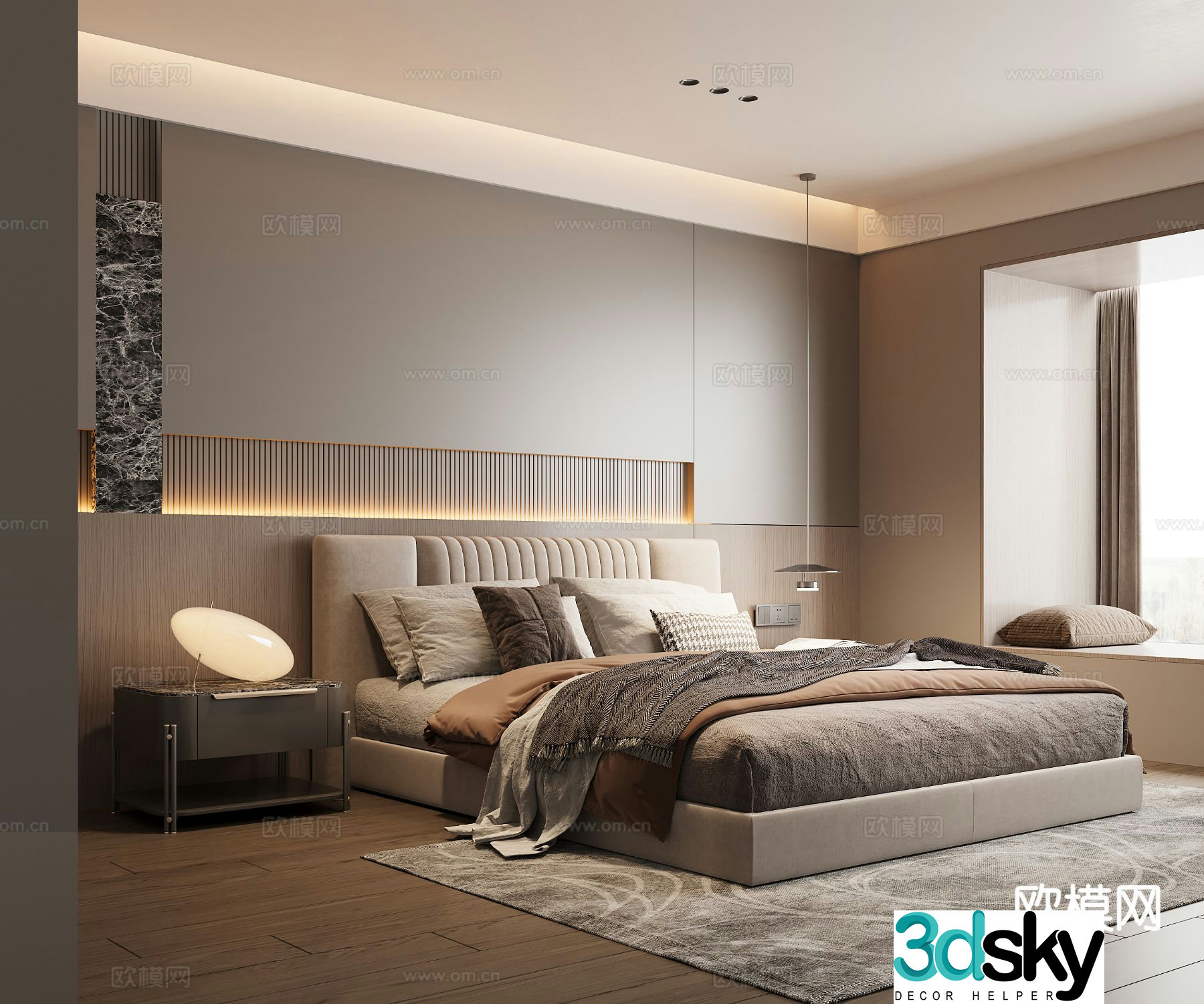 Modern bedroom master bedroom 3d model