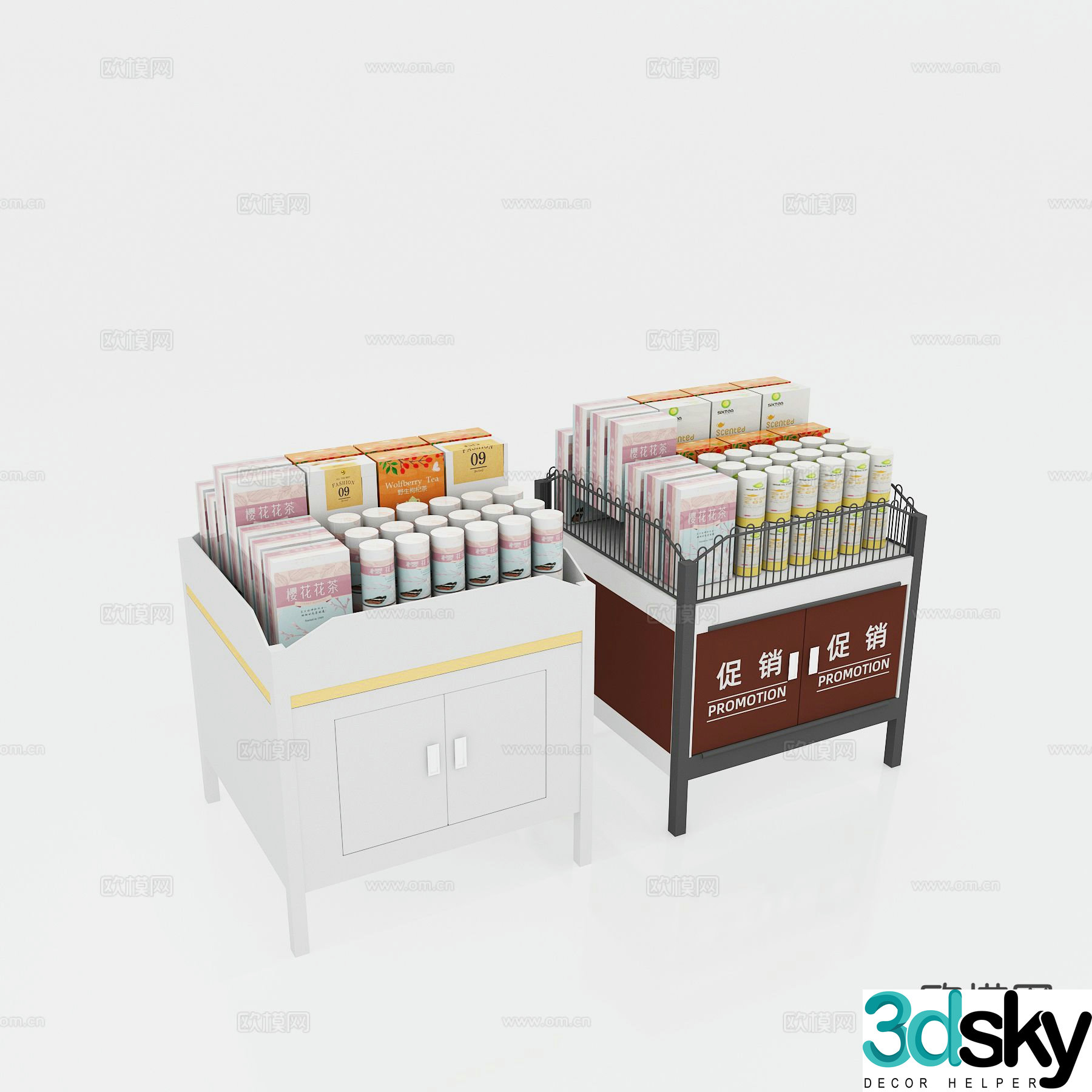Supermarket Shelves Seasonal Promotional Racks Pharmacy Promotional Cart 3D Model