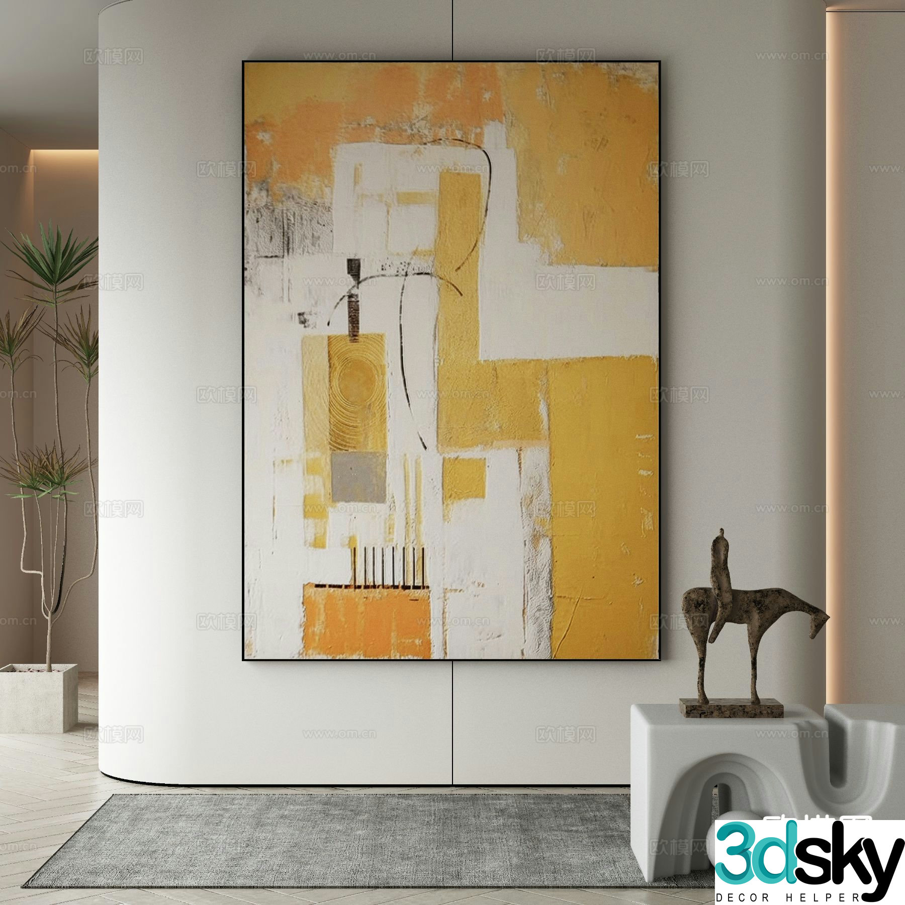 Modern decorative painting simple drawing 3d model