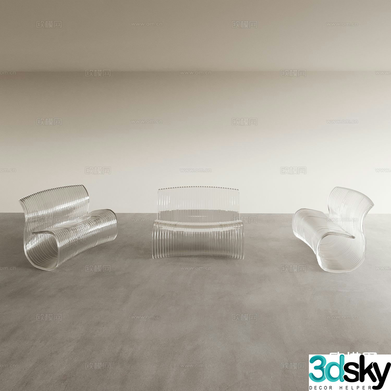 Acrylic chair leisure chair 3d model