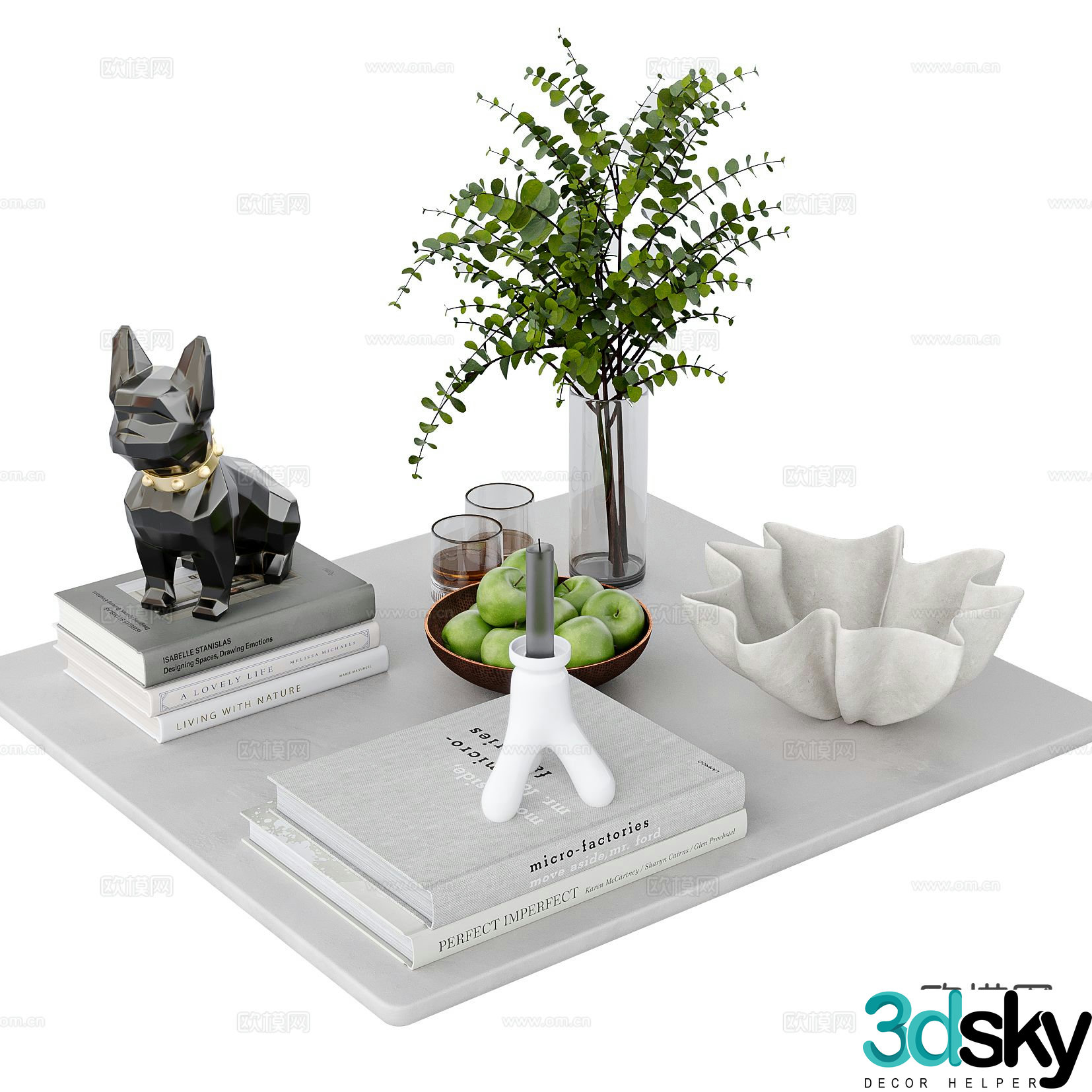 Modern jewelry ornaments books vase 3d model