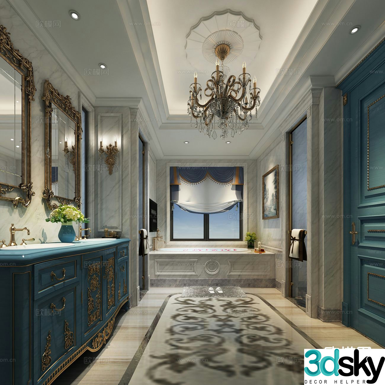 European style bathroom bathroom toilet 3d model