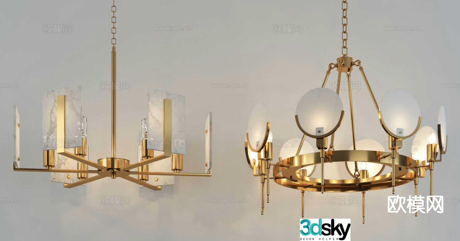 Light luxury chandelier multi-head chandelier 3D model