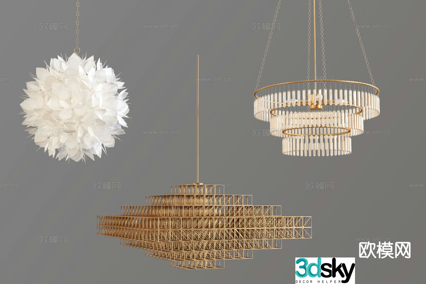 Modern metal chandelier crystal chandelier 3d model
