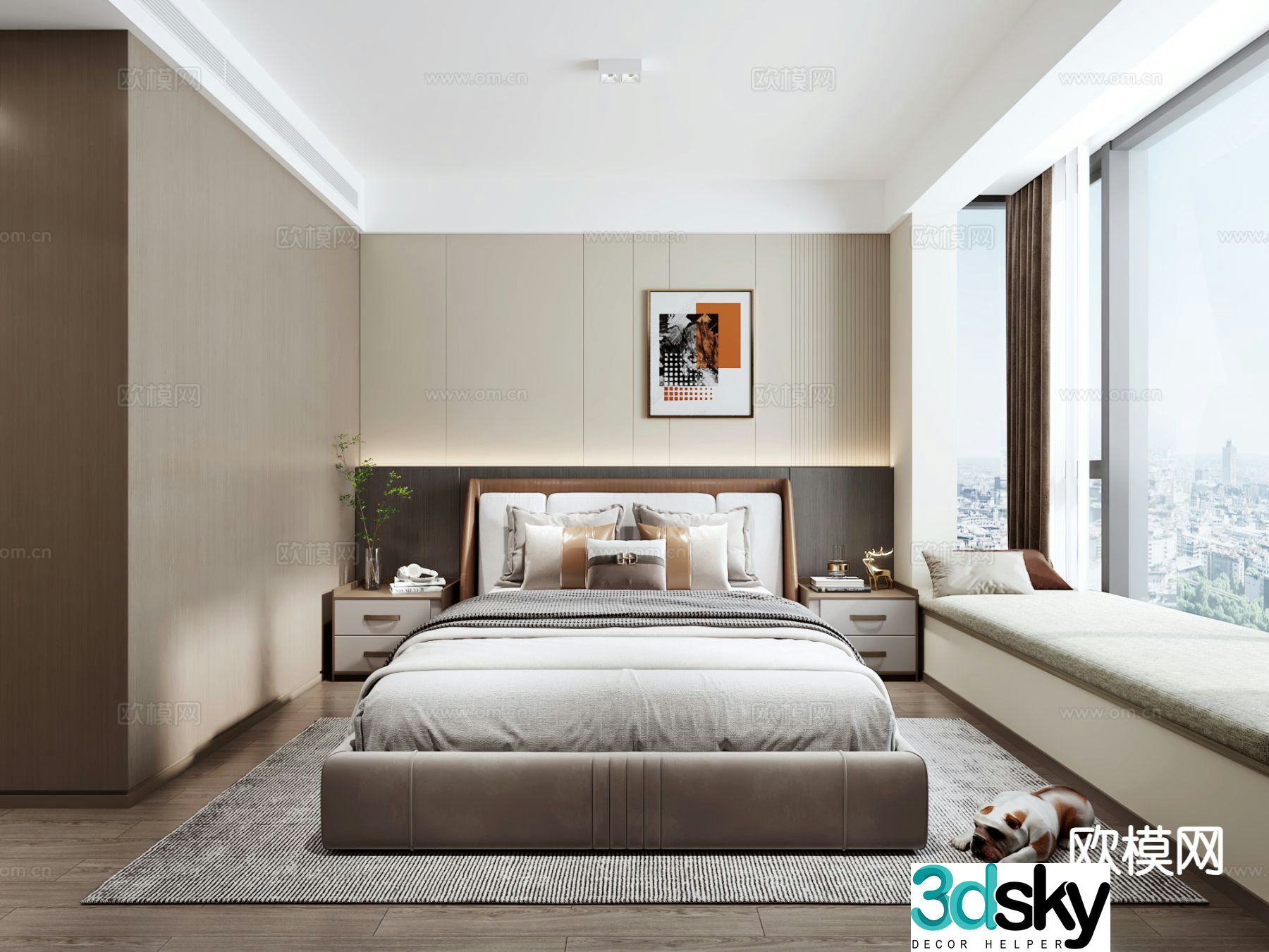 Modern bedroom master bedroom 3d model