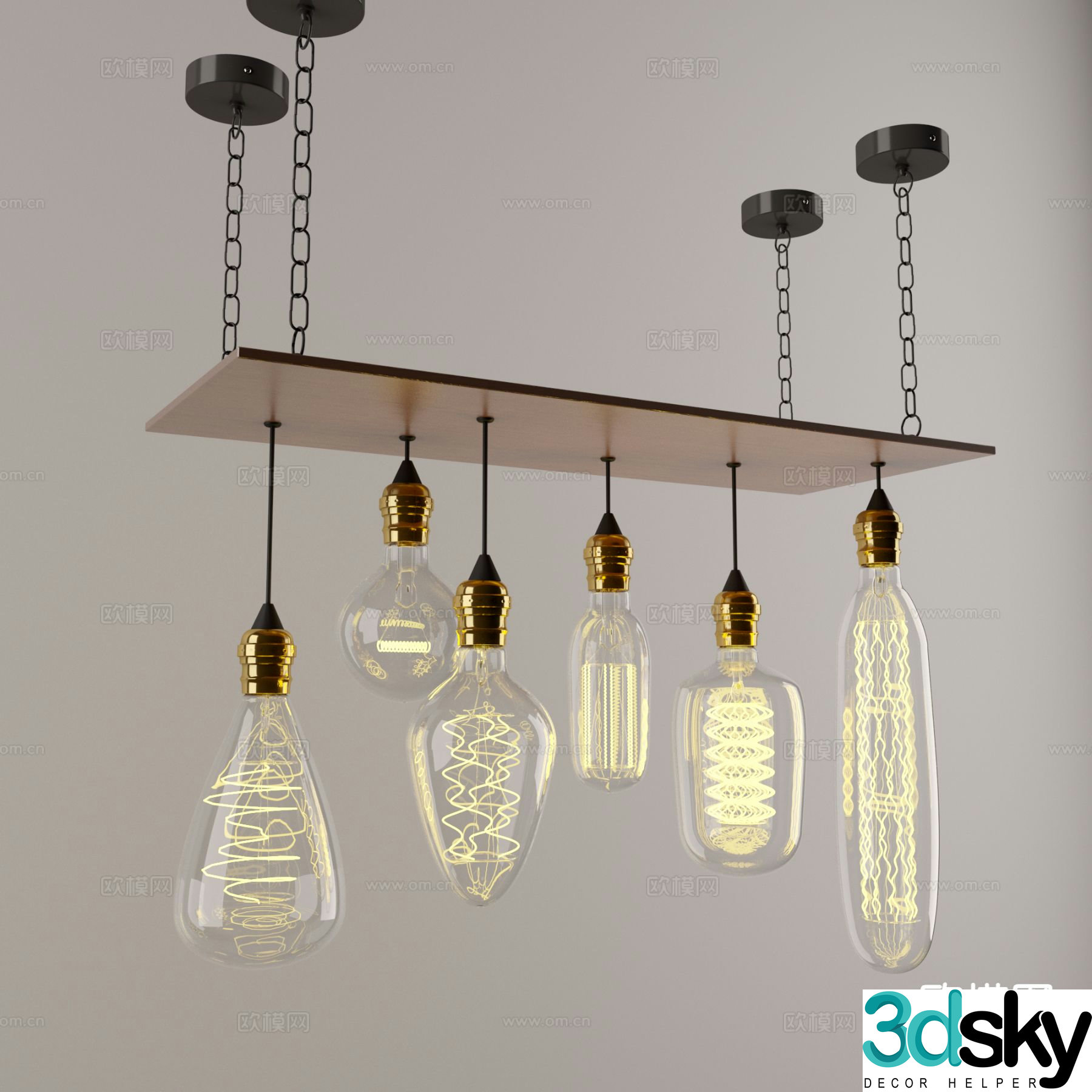 Industrial style chandelier bulb chandelier 3d model