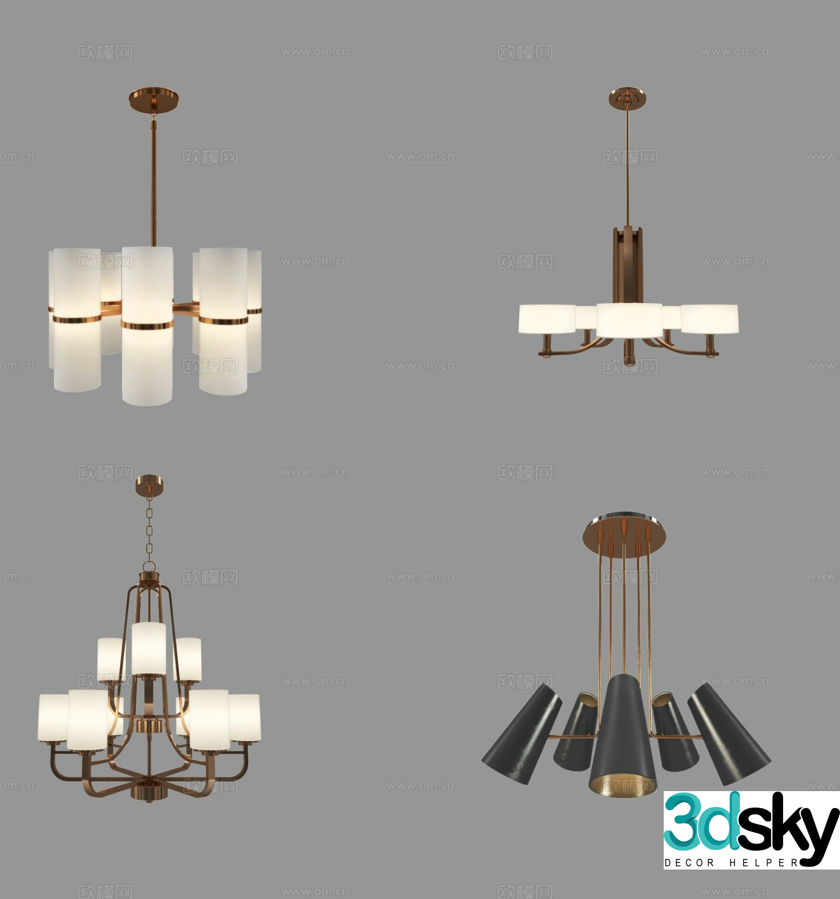 Modern multi-head chandelier hall chandelier 3d model