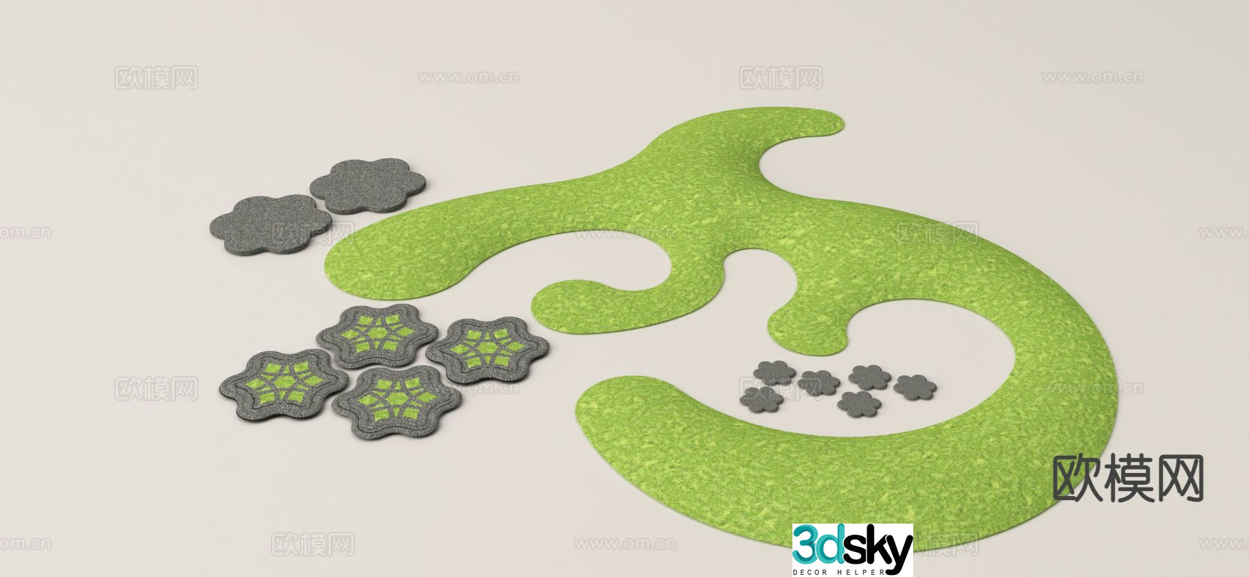Modern micro terrain green space sketch 3d model