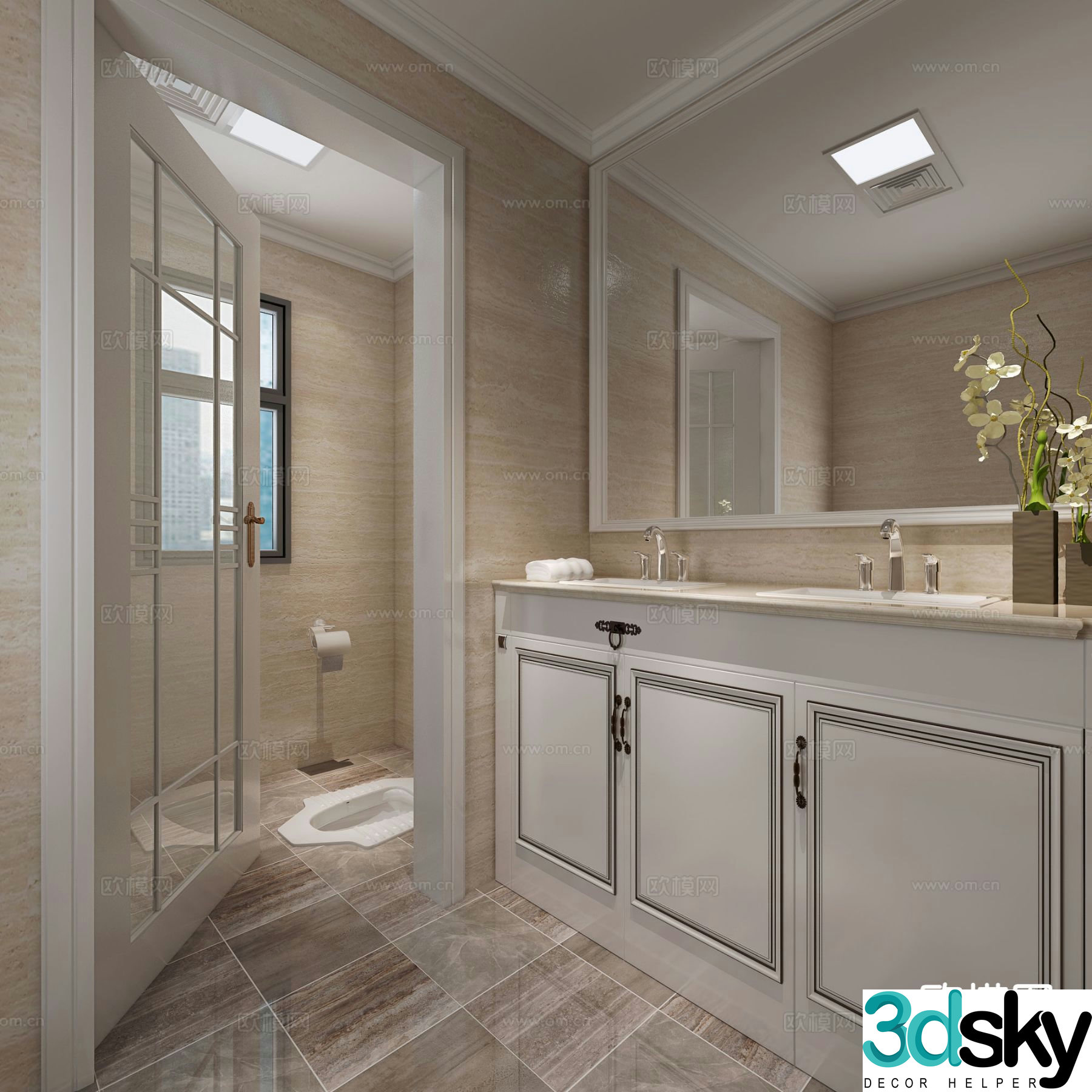 European style bathroom bathroom toilet 3d model
