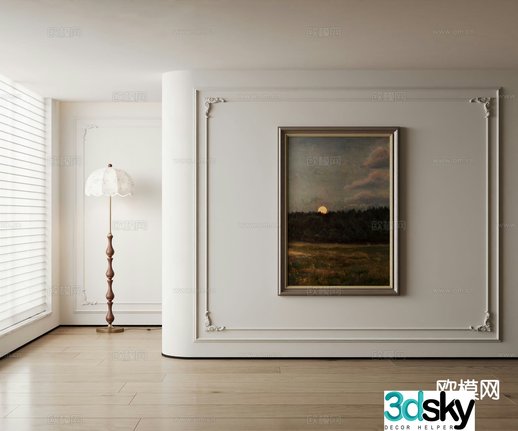 American decorative painting landscape painting oil painting 3d model