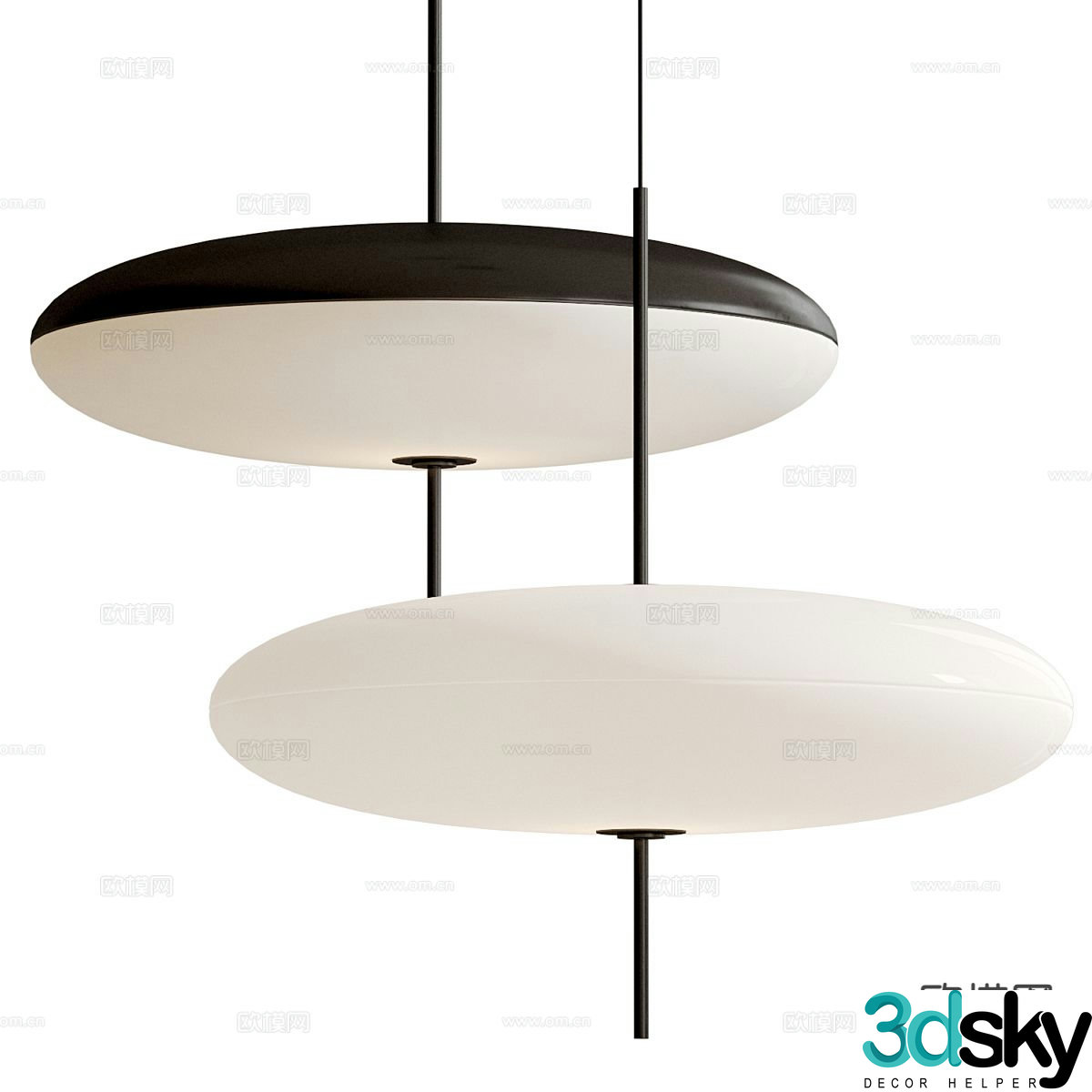 Modern disc chandelier 3d model