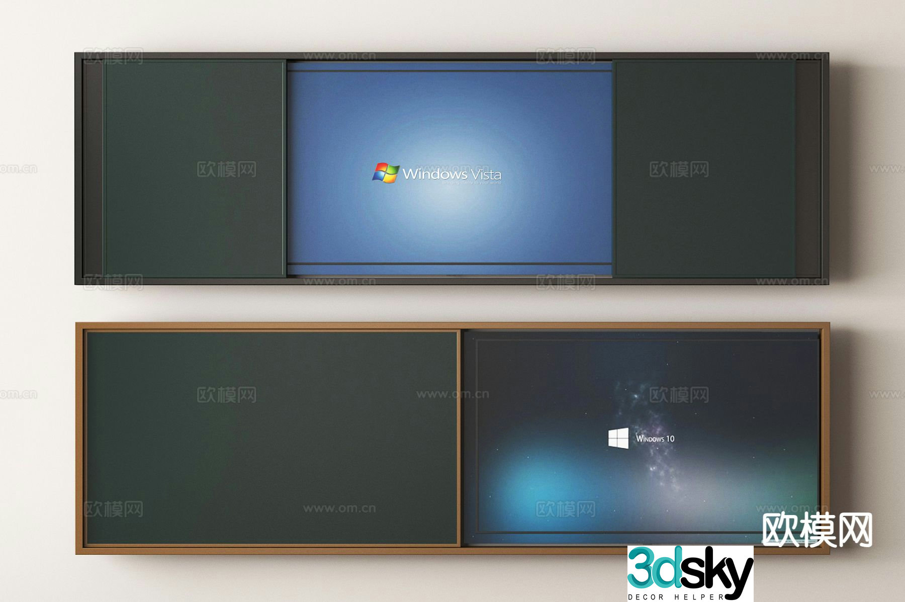 Modern multimedia blackboard sliding blackboard 3d model