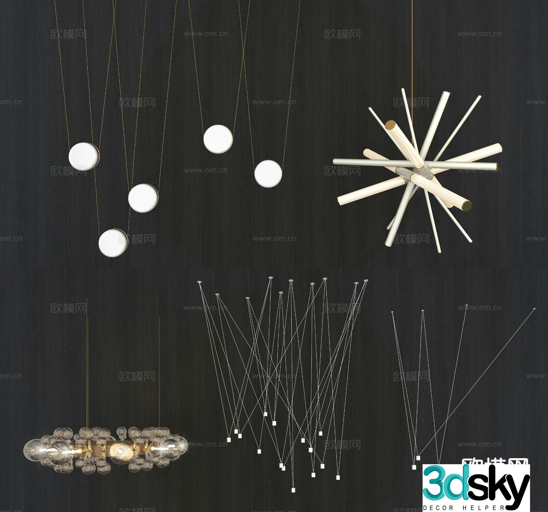 Modern metal chandelier glass chandelier 3d model