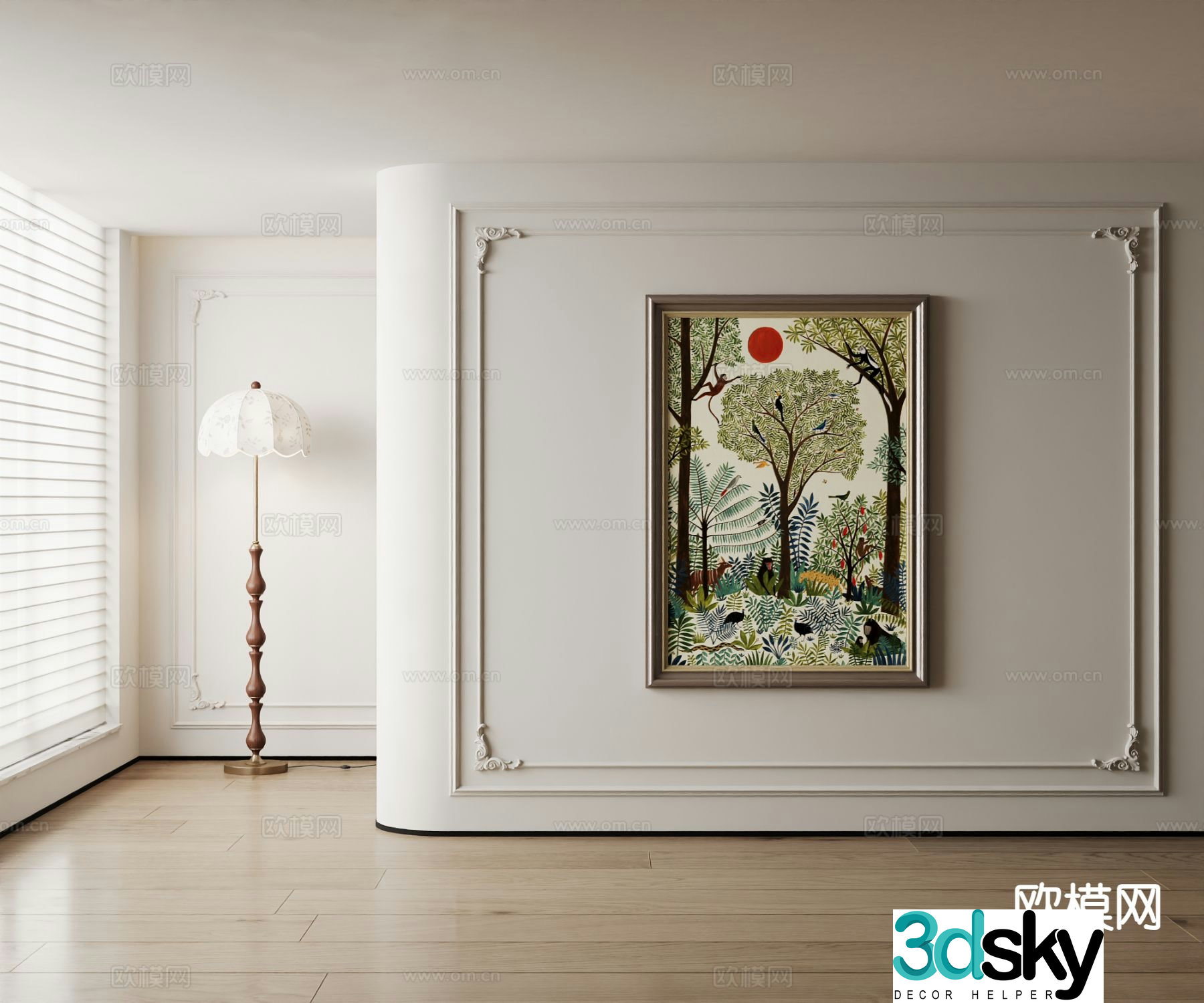 American decorative painting cartoon hanging painting 3d model