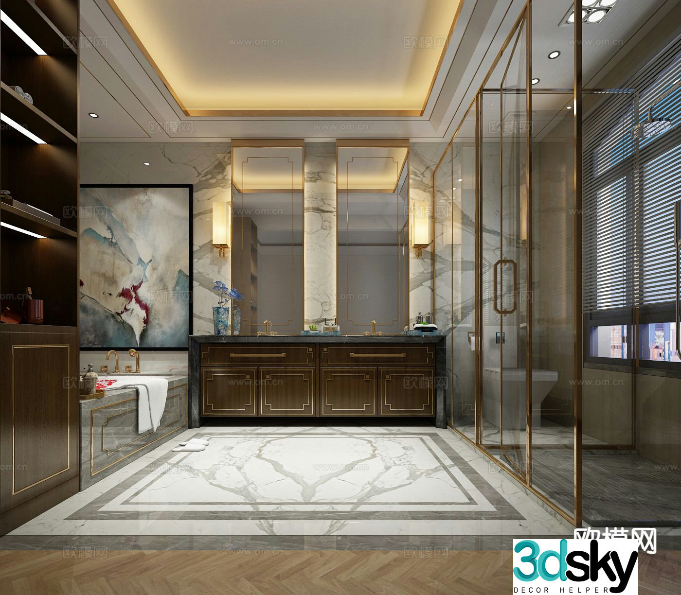 New Chinese style bathroom bathroom toilet 3d model