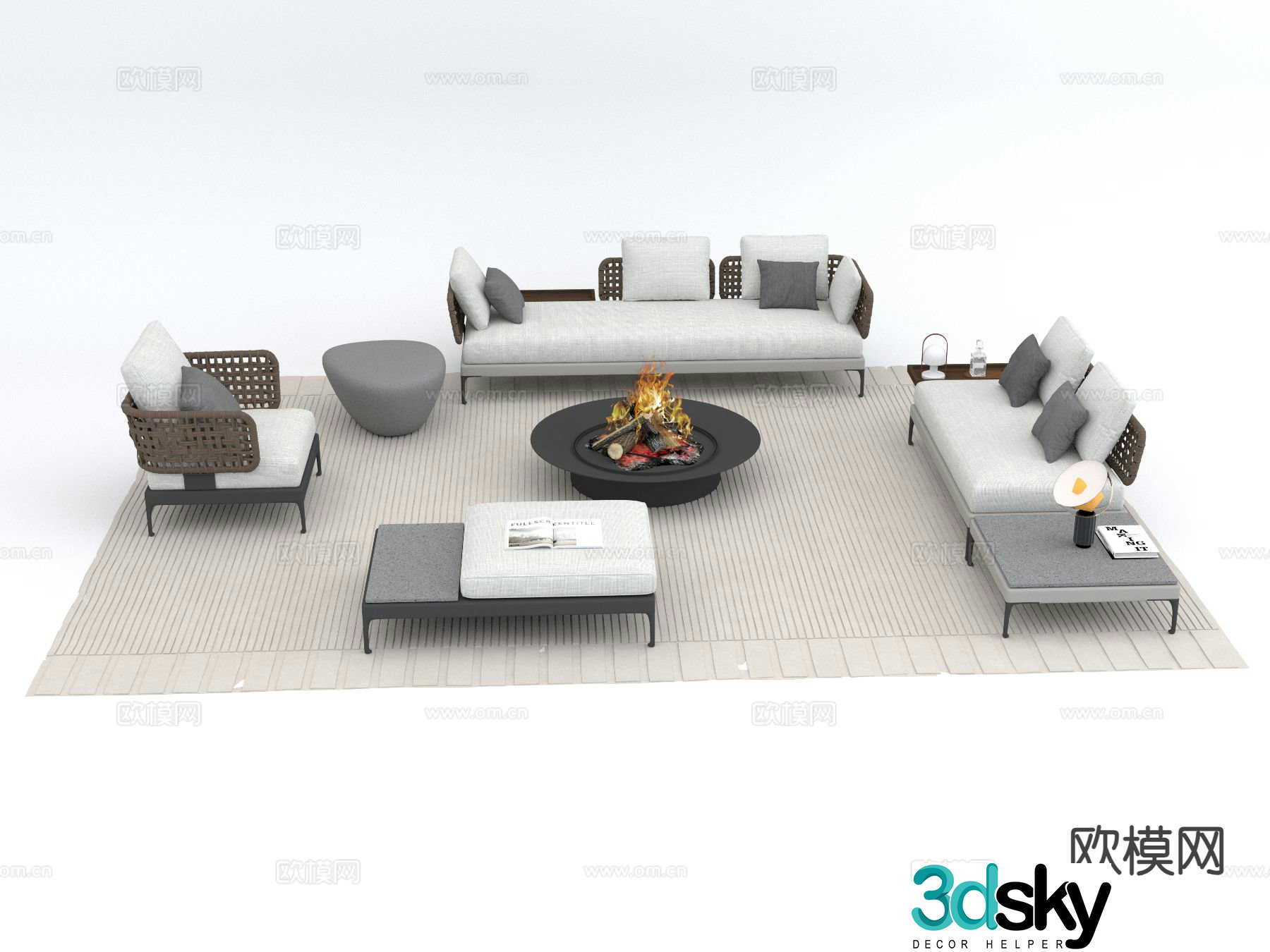 Modern outdoor sofa modular sofa 3d model