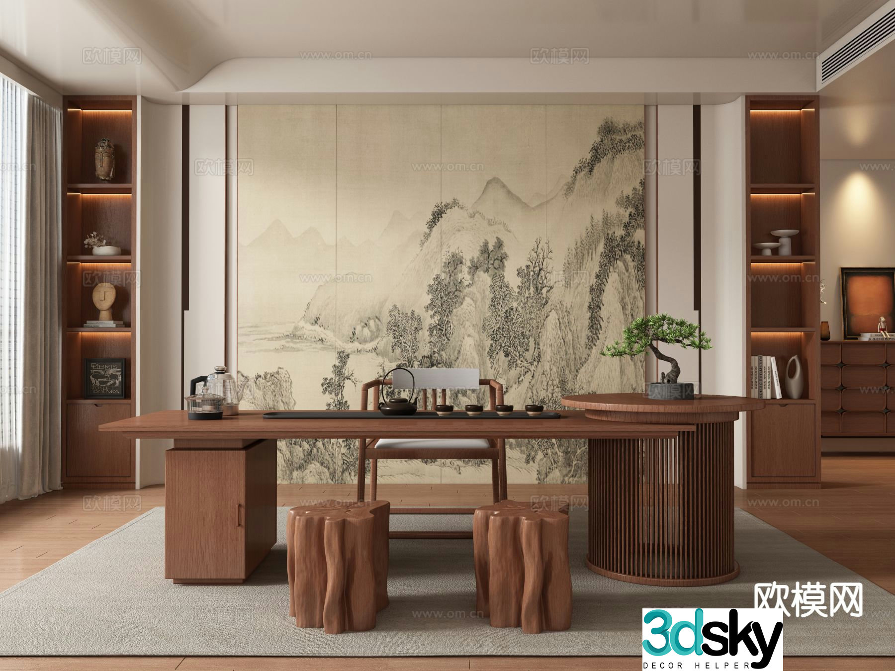 New Chinese style tea room tea tasting area 3D model