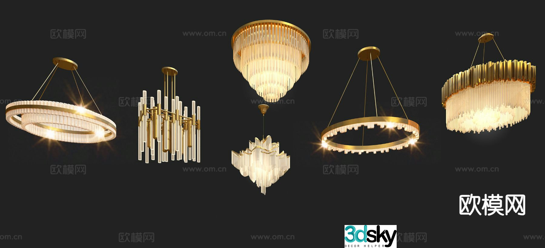 Light luxury chandelier crystal lamp 3d model