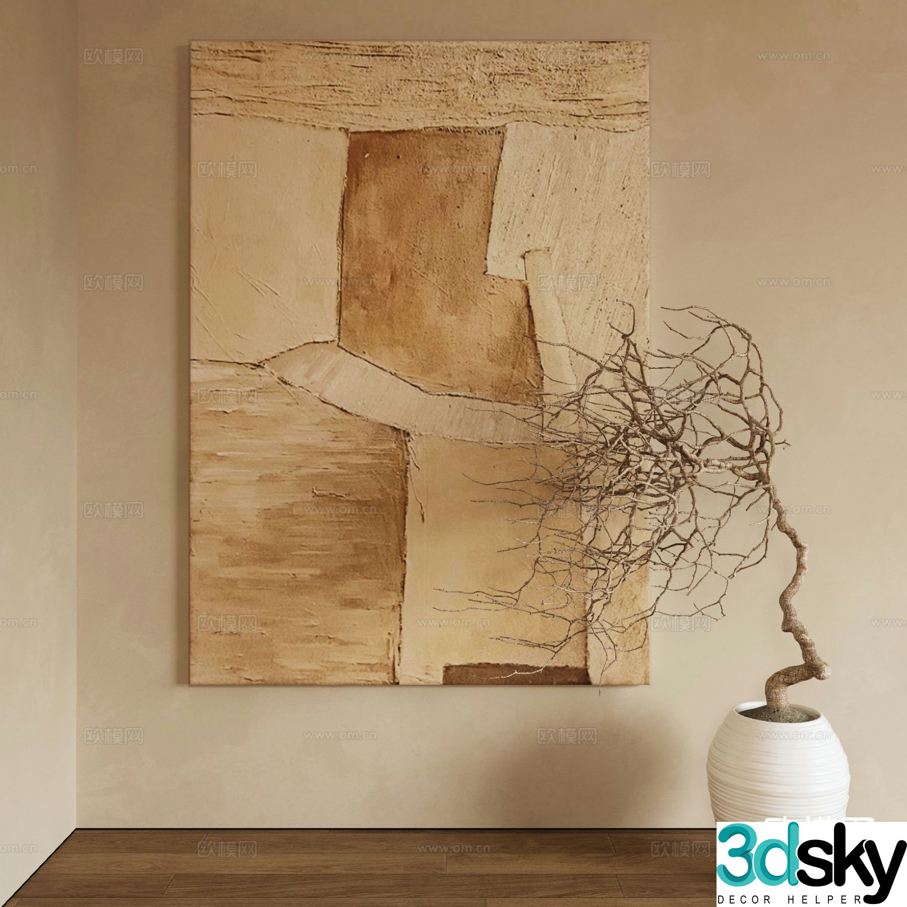 Modern decorative painting texture painting abstract painting 3d model