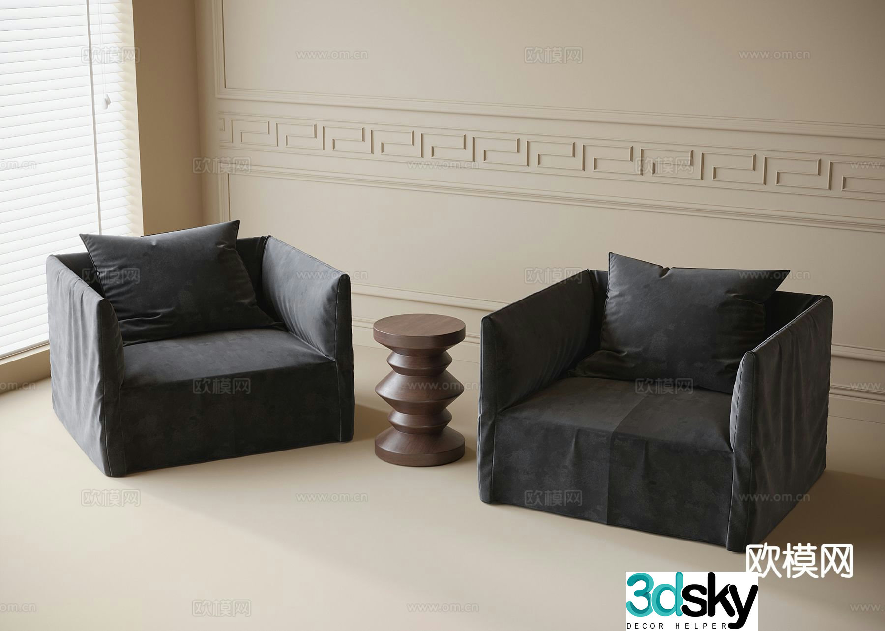 Modern negotiation sofa leisure sofa 3d model