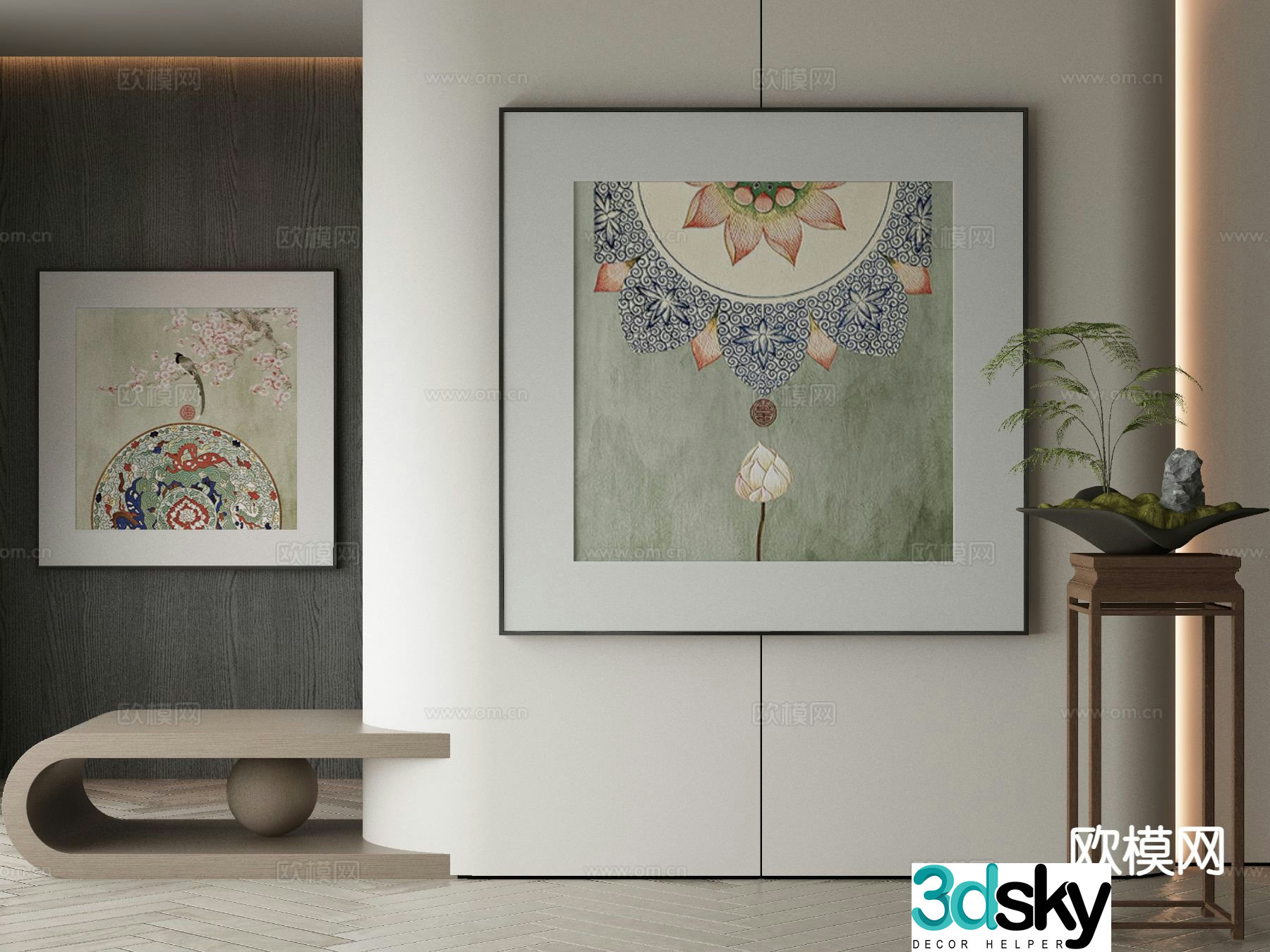 New Chinese style decorative painting national trend hanging painting 3D model
