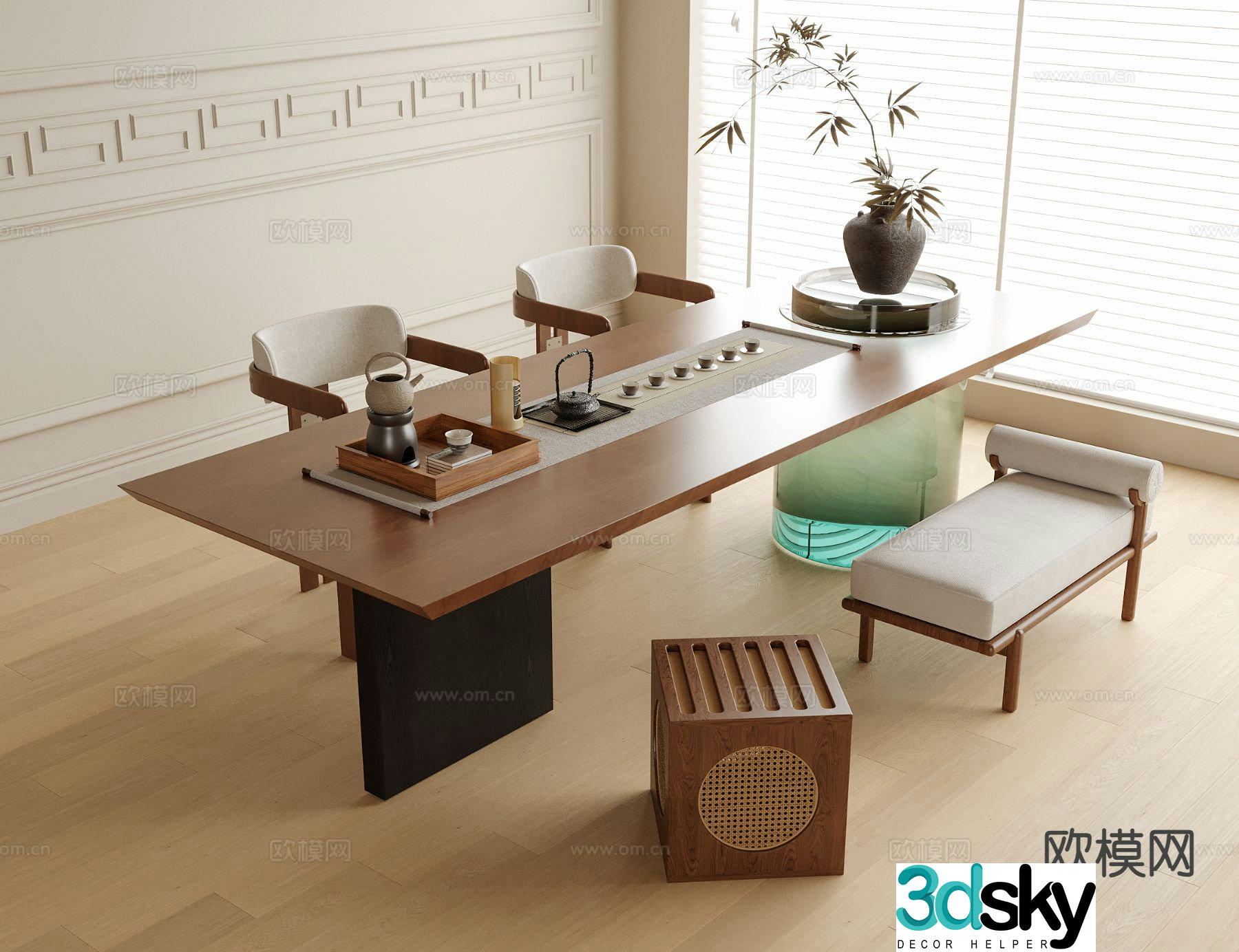 New Chinese style tea table tea table 3d model