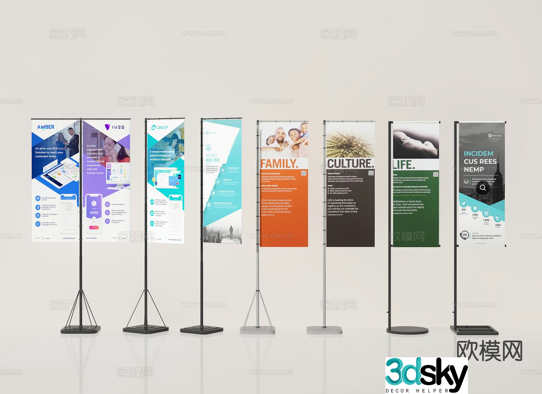 flag road flag advertising flag poster 3d model